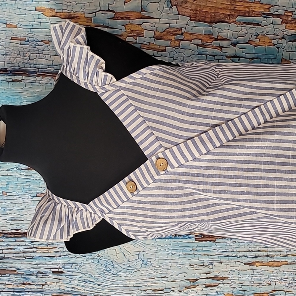 Shein Striped Ruffle Trim Blouse - Picture 5 of 12